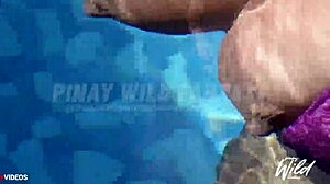 busty pinay, show your big tits in the pool.