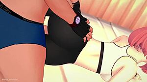 Anya finishes her workout and gets aroused in this adult hentai.