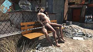 in fallout 4, brunette gets public fuck in diamond city