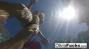 olivia has some summer fun in the pool