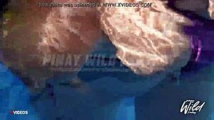 busty pinay, show your big tits in the pool.