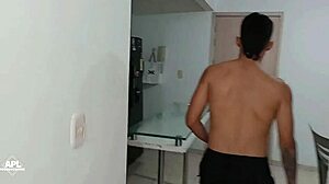 Damn! Sexy Latina teen gives killer blowjob in kitchen, amazing ass, part 1!