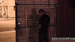 Teen Goldie bound to bed for hardcore strapon action.