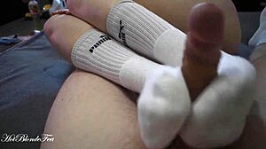 sexy footjob in long socks with miley grey 😍