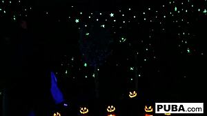 Two Hot Blondes Share Halloween Scare and Fuck