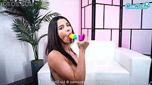 Teen Brunette Achieves Climax With Dildos On Webcam