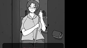 Milf janitor fucks shy boy in bathroom!