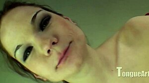 Felicity explores her tongue in a playful solo session