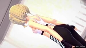 Spider Gwen licks cock after sweaty workout in adult version