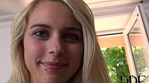 Chloe strips nude with toy on ass