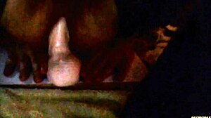 Mature amateur rides dildo in stockings