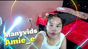 Does the slut destroy his face with spit in full deepthroat gagging?