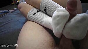 sexy footjob in long socks with miley grey 😍