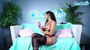 sexy big tits amateur achieves massive orgasm with dildo on webcam