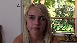 Chloe strips nude with toy on ass