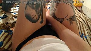 horny babe self-fucks with big dildo to orgasm