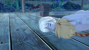 jean with hair down kissing in genshin impact hentai anime 3d cartoon style