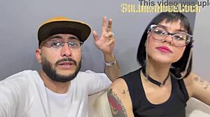 Beautiful tattooed latina deepthroats monster cock in debut