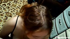 Brunette Stepdaughter Sucks Like A Pro!