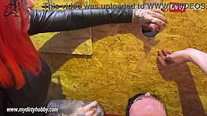 mydirtyhobby - busty redhead jerkin’ cocks at gloryhole, damn!