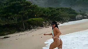 Bent over Latina ass drilled after beach hookup