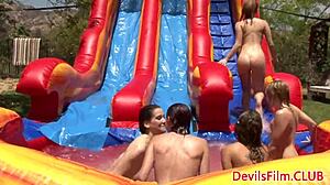 Wild Outdoor Lesbian Gangbang Where Babes Toy Pussy And Anal With Dildos