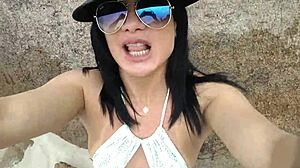 Bent over Latina ass drilled after beach hookup