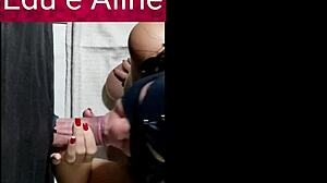 Aline sucking and taking cum in glory hole
