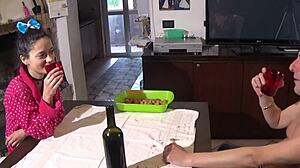 Italian teen banged on table, oops so wild