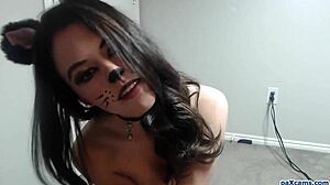 Watch teen masturbate in pussy cat outfit?