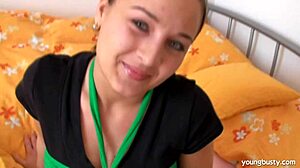 Busty Young 18+ Birgit Sucking Cock Hardcore