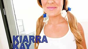 Pretty Petite 18+ Coed Kiarra Kay In First Time Scene With Big Cock Pov Blowjob And Cum Swallow