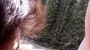 Petite latina sucks huge cock and swallows cum by the riverfront in high definition.