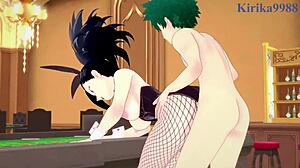 wow, mina and momo in bunny outfits fuck izuku so hard in this hentai 😍