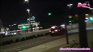 This crazy outdoor walk ends with cum on my blonde girlfriend's face in public.