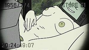 tv woman blows the cameraman while he eats her pussy in this hentai toilet scene