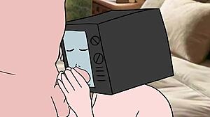 tv woman blows the cameraman while he eats her pussy in this hentai toilet scene