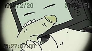 tv woman blows the cameraman while he eats her pussy in this hentai toilet scene