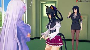 Hey, check out akeno and rias gremory in that wild 3some hentai