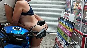 Mature woman caught masturbating behind bars