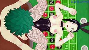 wow, mina and momo in bunny outfits fuck izuku so hard in this hentai 😍