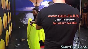 ebony beauty overwhelmed by intense bukkake cumshots on her face in threesome