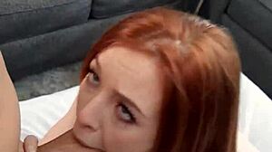 horny redhead cutie caught on phone riding big cock, feeling so wet and tight.
