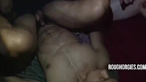 Frat twinks endure rough initiation orgy in the house.