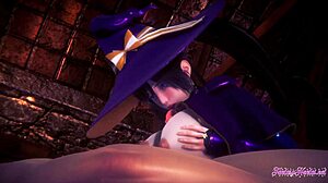 genshin impact hentai 3d - mona boobjob and fucked - anime manga japanese cartoon porn video