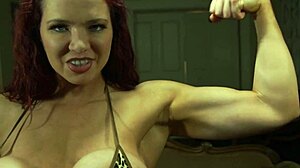 Busty Bodybuilder Flexes And Fucks Like Crazy!