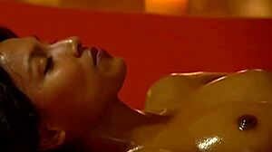 Intense oiled massage on her wet pussy