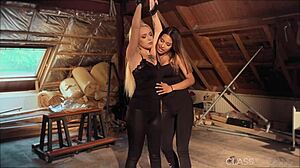 Sensual lesbian play with bondage and toys sparks curiosity. What happens next?