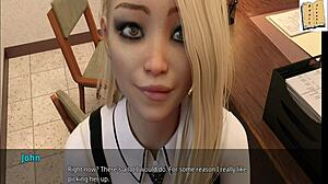 i have office fun with sexy blonde cheerleader in hentai