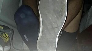 Gay Cumshot On Blue Sweaty Socks And Barefeet